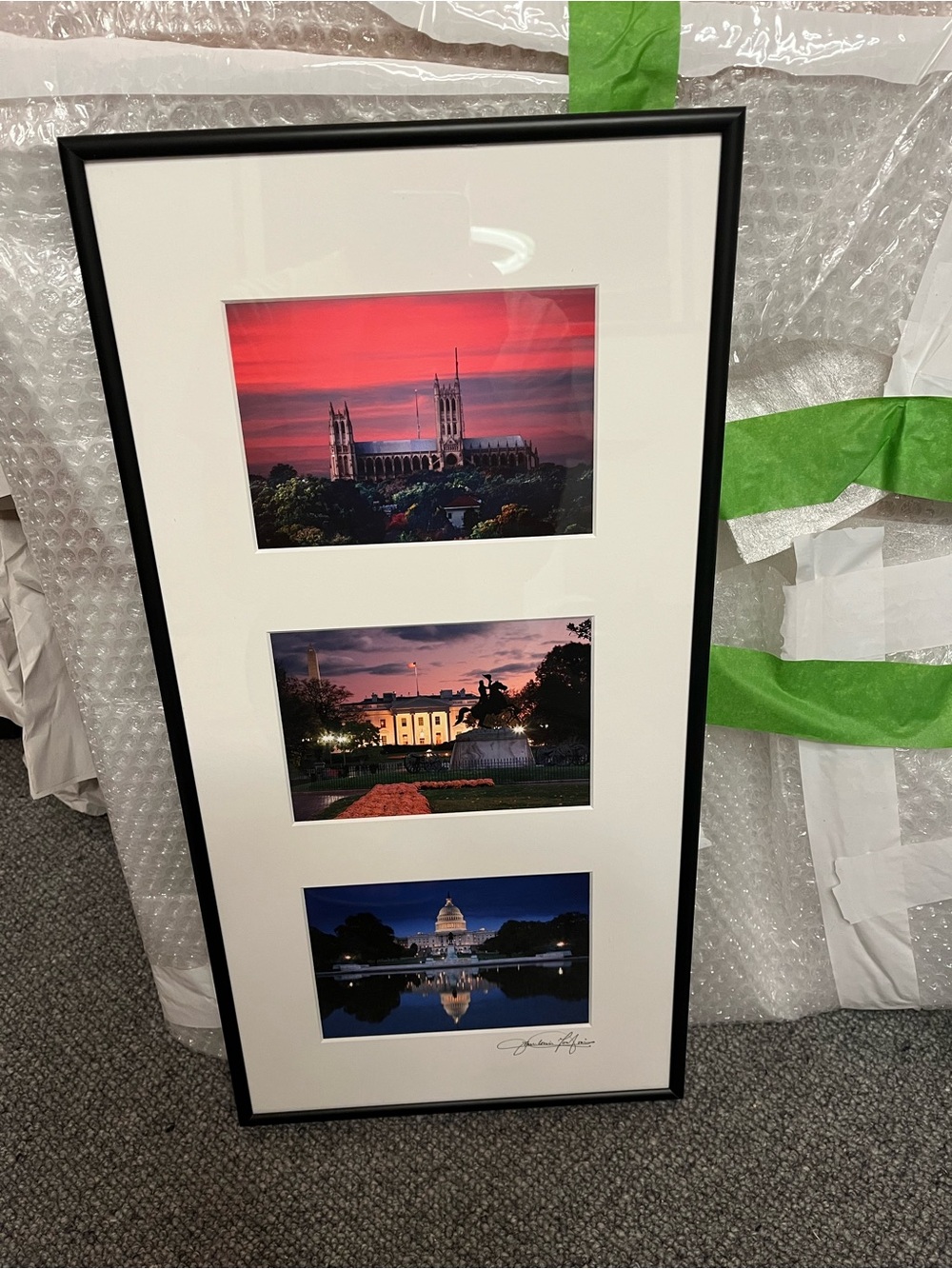 Jean-Louis Monfraix Black Framed Triptych Washington DC photographs